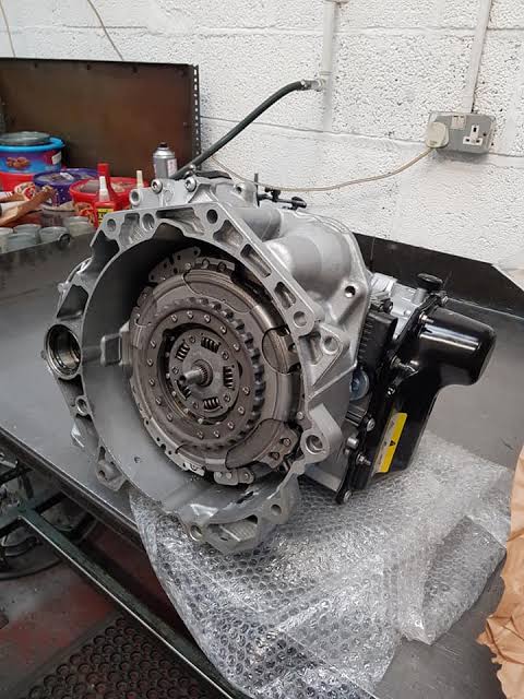 DSG gearbox assembly with its clutch pack visible